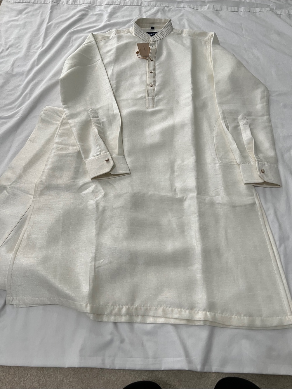 Men Traditional Cream Kurta with pants